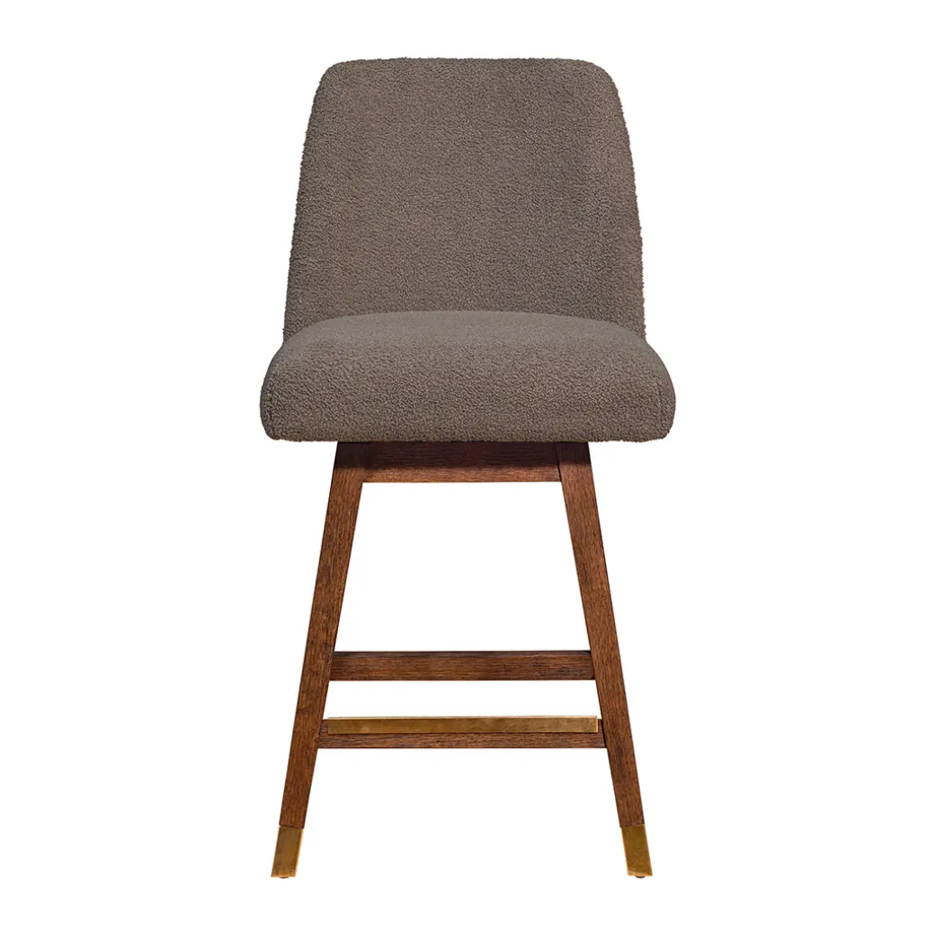 Amelia Upholstered Swivel Stool - Brown