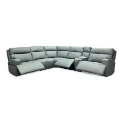 Ariel Leather Power Reclining Sectional with Heat & Massage