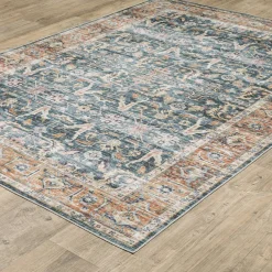Charleston Blue Washable Rug