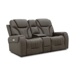 Clark Zero-G Home Theater Leather Loveseat with Console