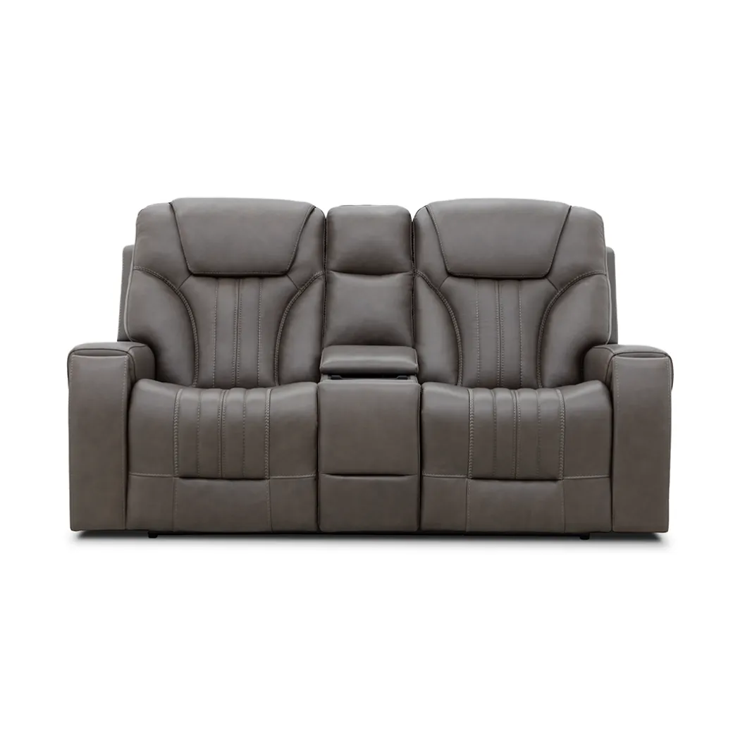 Clark Zero-G Home Theater Leather Loveseat with Console
