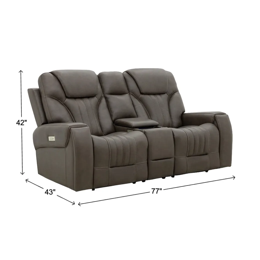 Clark Zero-G Home Theater Leather Loveseat with Console