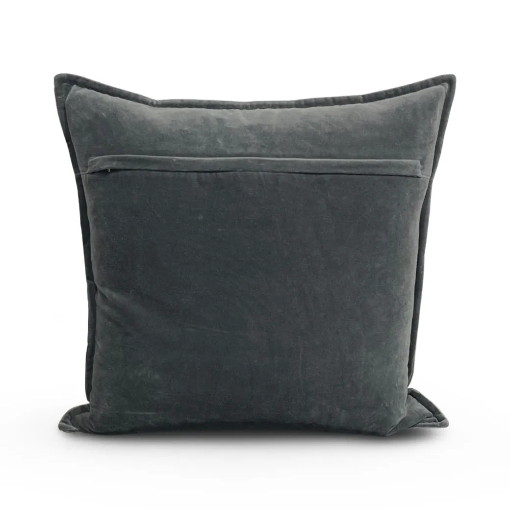 Cotton Velvet Pillow - Gray