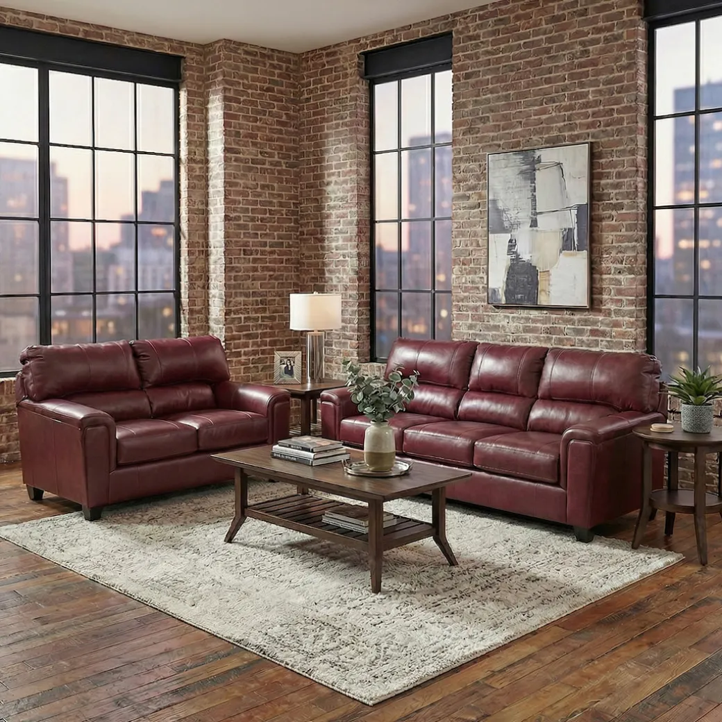 Lacey Leather Sofa and Loveseat