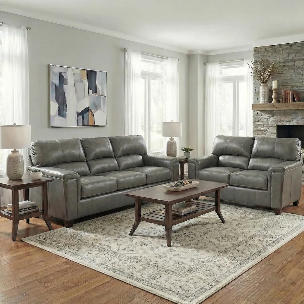 Lacey Leather Sofa and Loveseat