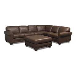 Livorno Leather Sectional II with Ottoman