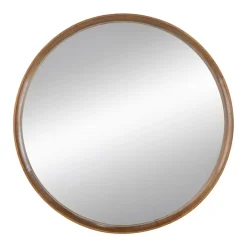 Round Wooden Accent Mirror