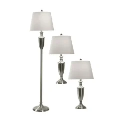 Silver Tone Lamp Trio