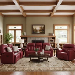 Suitably Leather Power Reclining Loveseat with Console