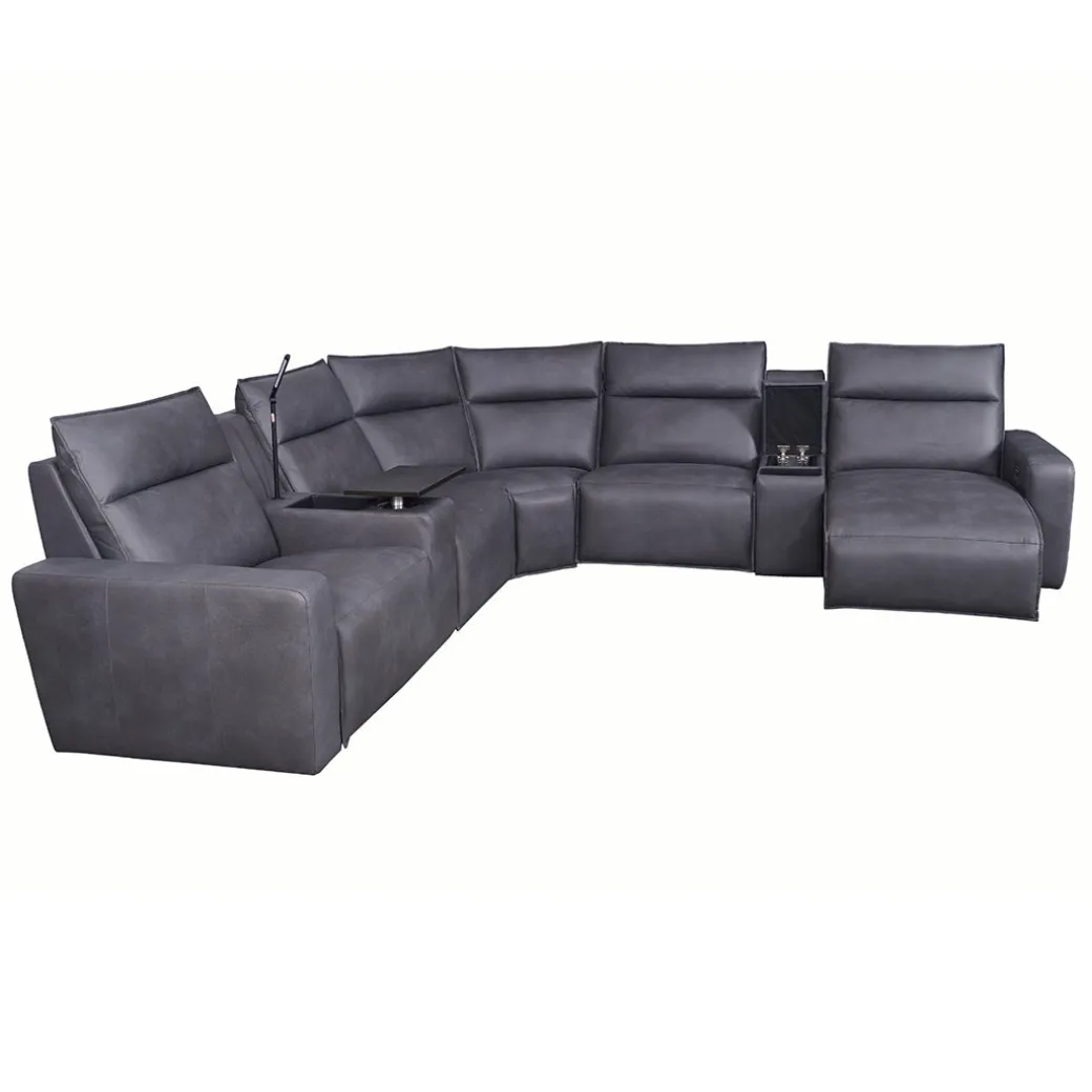 Tahoe Power Reclining Sectional with Chaise - Gray