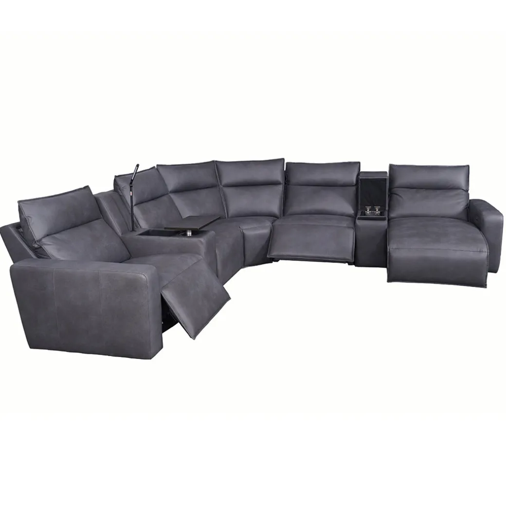 Tahoe Power Reclining Sectional with Chaise - Gray